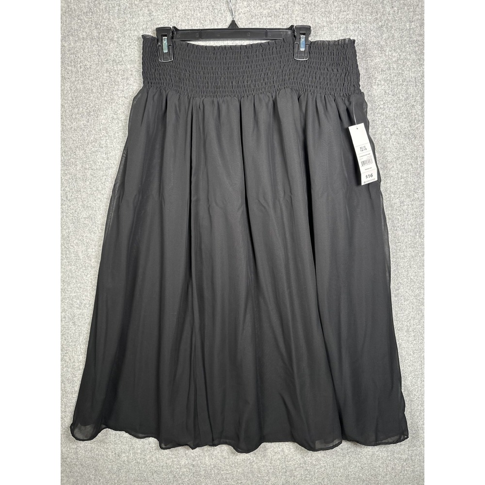 New George XL Skirt Smocked Womens Black Aline Flowy Pull On Elastic Waist